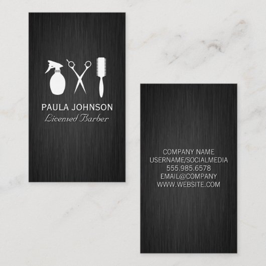 美容師理容師ツール |ダークメタリック 名刺 (正面/裏面)