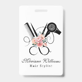 美容師理容師フローラはさみ名タグ バッジ