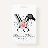 美容師理容師フローラはさみ名タグ バッジ (正面)