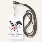 美容師理容師フローラはさみ名タグ バッジ (裏面ランヤード)