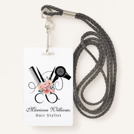 美容師理容師フローラはさみ名タグ バッジ