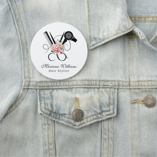 美容師理容師フローラはさみ美しいサロン 名札 (インサイチュ)