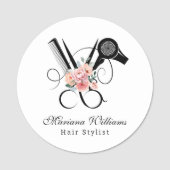美容師理容師フローラはさみ美しいサロン 名札 (正面)