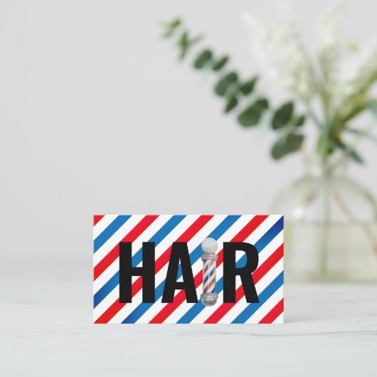 美容師理容師ポールタイポグラフィ美容師 名刺 (スタンド正面)