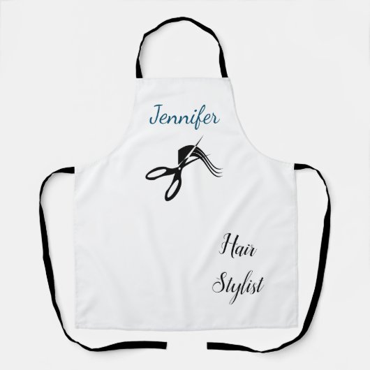 美容師理容師鋏ファッション名前をカスタムする エプロン (正面)