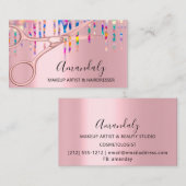 美容師理髪用ピンクの自筆鋏 名刺 (正面/裏面)