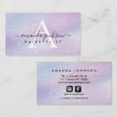 美容師用紫ホログラフィックフォイル美容師 名刺 (正面/裏面)