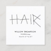美容師白黒ボビーピン美容師 スクエア名刺 (正面)