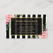 美容師素晴らしフローラ金ゴールドグリッターストライプ 名刺 (裏面)