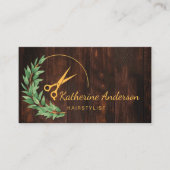 美容師素朴ウッドグリーナリー金ゴールド 名刺 (正面)