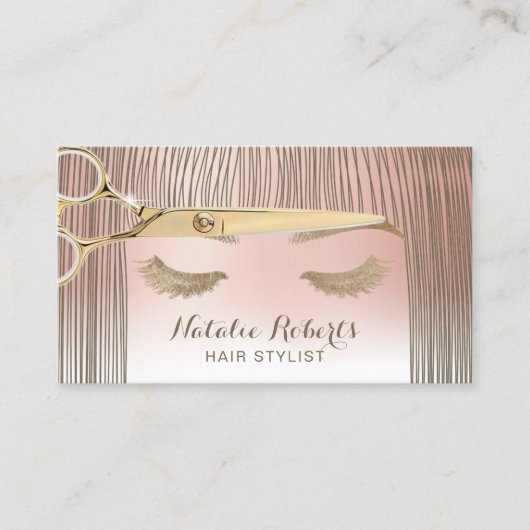 美容師美しいガールバラ金ゴールドパステルサロン 名刺 (正面)
