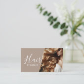 美容師美しいガールフォトベージュエレガントサロン 名刺 (スタンド正面)