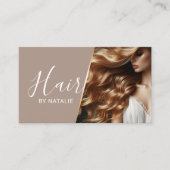 美容師美しいガールフォトベージュエレガントサロン 名刺 (正面)