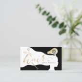 美容師美しいガールブラック&金ゴールドアポイントメント 予約カード (スタンド正面)