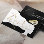 美容師美しいガールブラック&金ゴールドアポイントメント 予約カード