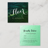 美容師美しいグリーン金ゴールド鋏 予約カード (正面/裏面)