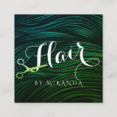 美容師美しいグリーン金ゴールド鋏 予約カード (正面)