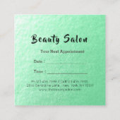 美容師美しいグリーン金ゴールド鋏 予約カード (裏面)