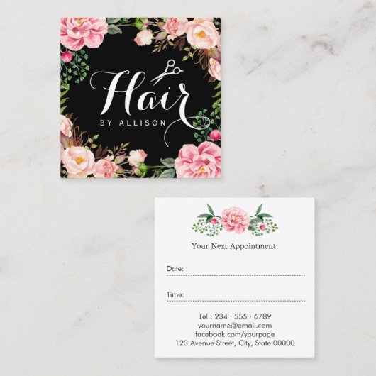 美容師美しいサロンシックフローラアポイントメント 予約カード (正面/裏面)