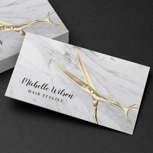 美容師美しいサロントレンディーホワイトマーブル 名刺