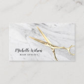 美容師美しいサロントレンディーホワイトマーブル 名刺 (正面)