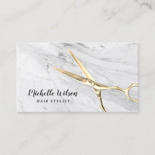 美容師美しいサロントレンディーホワイトマーブル 名刺 (正面)
