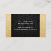 美容師美しいサロンブラック&金ゴールドグリッター 名刺 (裏面)