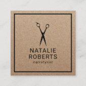 美容師美しいサロンミニマル素朴リストクラフト スクエア名刺 (正面)
