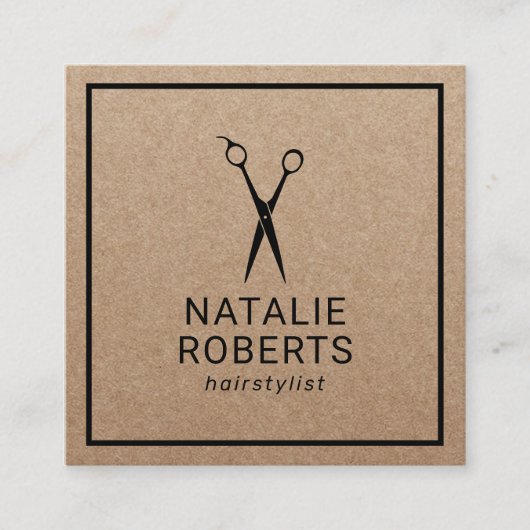 美容師美しいサロンミニマル素朴リストクラフト スクエア名刺 (正面)