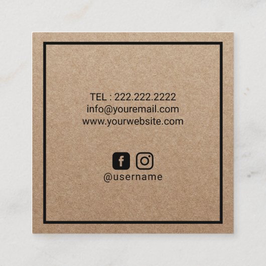 美容師美しいサロンミニマル素朴リストクラフト スクエア名刺 (裏面)
