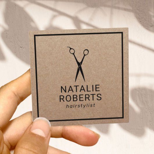 美容師美しいサロンミニマル素朴リストクラフト スクエア名刺