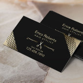 美容師美しいサロンモダンブラック&金ゴールド 名刺