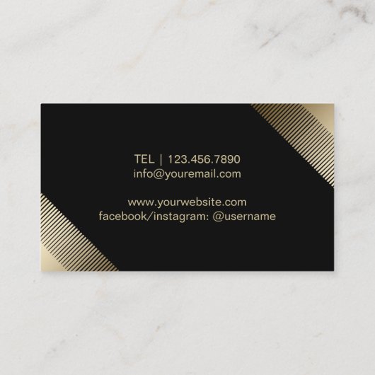 美容師美しいサロンモダンブラック&金ゴールド 名刺 (裏面)
