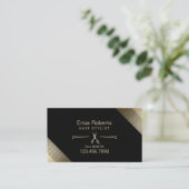 美容師美しいサロンモダンブラック&金ゴールド 名刺 (スタンド正面)