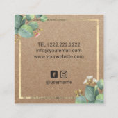 美容師美しいサロンリーフ素朴クラフト スクエア名刺 (裏面)
