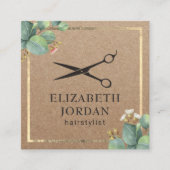 美容師美しいサロンリーフ素朴クラフト スクエア名刺 (正面)