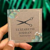 美容師美しいサロンリーフ素朴クラフト スクエア名刺