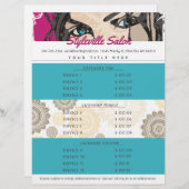 美容師美しいサロン化粧アーティスト価格表 レターヘッド (正面/裏面)