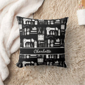 美容師美しいサロン白黒パターン クッション (ブランケット)