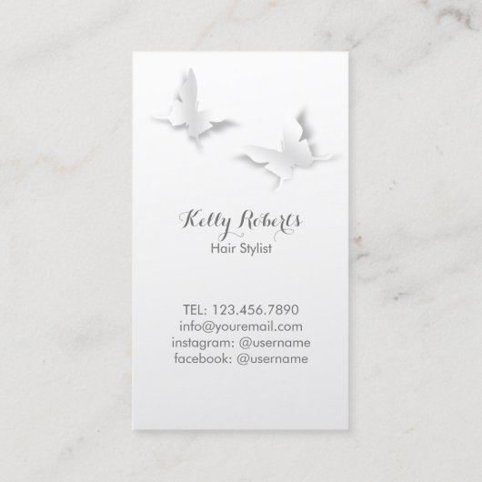 美容師美しいサロン蝶と花 名刺 (裏面)