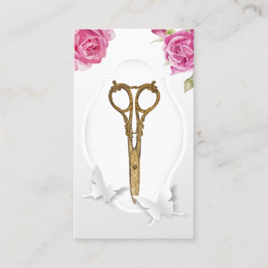 美容師美しいサロン蝶と花 名刺 (正面)