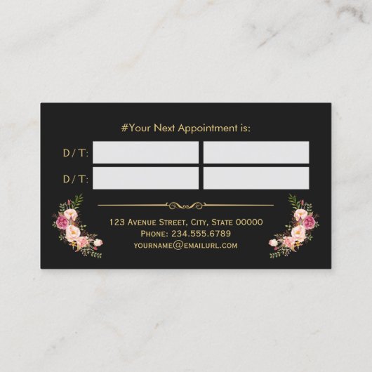 美容師美しいサロン金ゴールドフローラアポイントメント 予約カード (裏面)