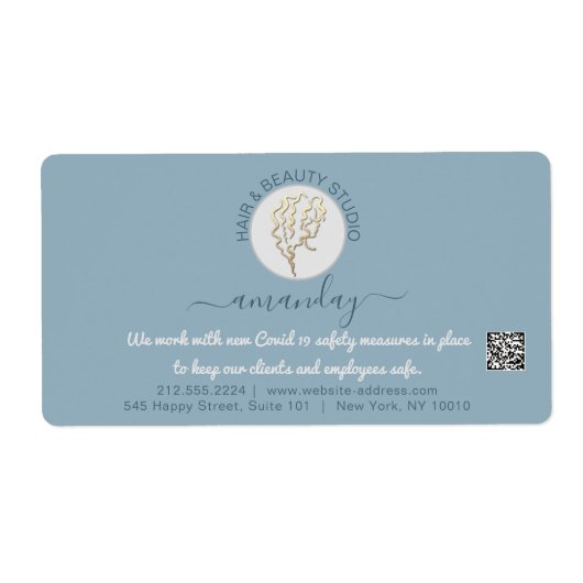 美容師美しいスチュディラッシュ金ゴールドロゴQRコード ラベル (正面)