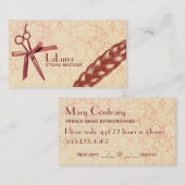 美容師美しいダマスクヴィンテージ名刺 予約カード (正面/裏面)