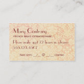 美容師美しいダマスクヴィンテージ名刺 予約カード (裏面)