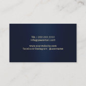 美容師美しいロゴネイビーブルー&金ゴールドサロン 名刺 (裏面)