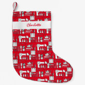 美容師美しい赤と白サロン スモールクリスマスストッキング (正面)