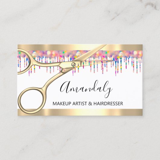 美容師美容師の自筆筆画ドリップスハサミ 名刺 (正面)