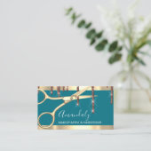 美容師美容師ゴールデンハサミティール（緑がかった色） 名刺 (スタンド正面)