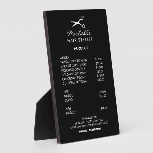 美容師美容師サロン価格表 フォトプラーク (側面)